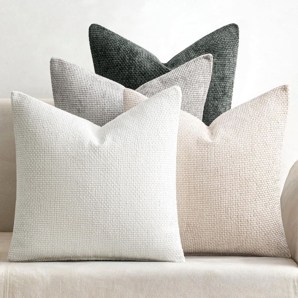 MIULEE gray chenille pillow cover 18x18 with plush texture for sofa comfort