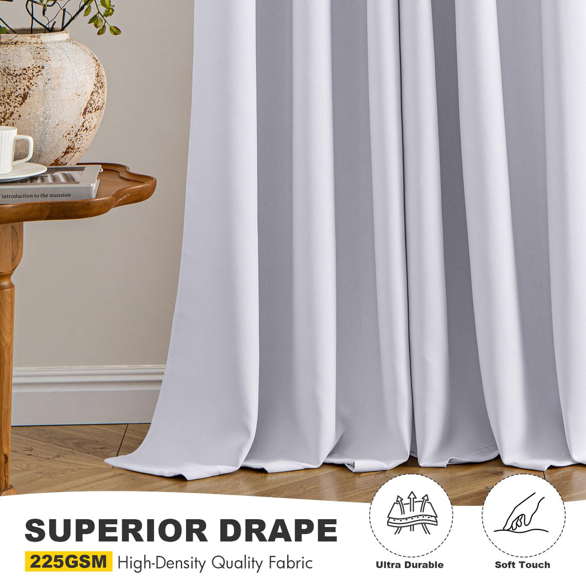MIULEE grayish-white drapes add elegant texture and versatile style