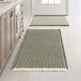 MIULEE waffle bath mat in green and cream, 17x24, plush and absorbent.