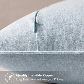 Hidden zipper at the back allows easy insertion and a clean look.
