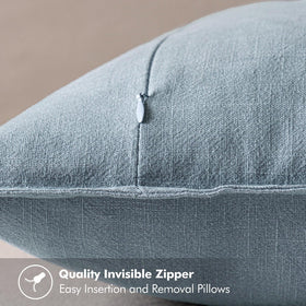 MIULEE blue-grey linen cover features hidden zipper for easy on/off.
