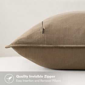 MIULEE hidden zipper pillow cover khaki back view for easy insert and clean silhouette.