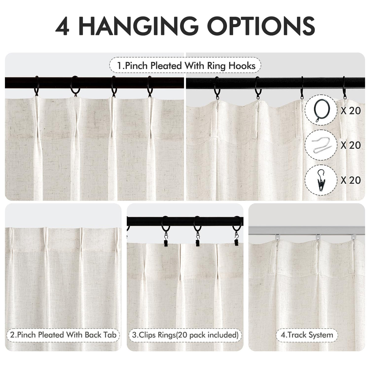 MIULEE hooks and rings set enabling easy slide-open operation.