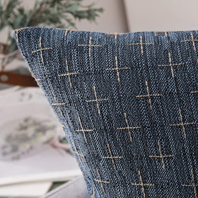 MIULEE interwoven texture blue pillow cover adds subtle farmhouse charm.