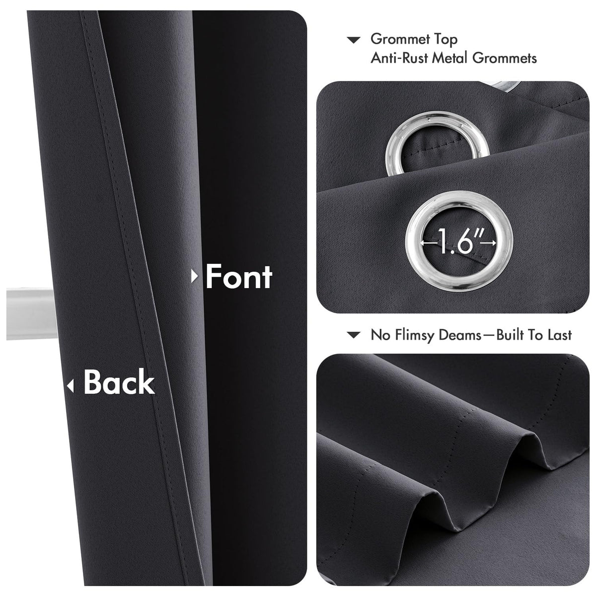 MIULEE light-blocking curtains show seamless color on both sides.