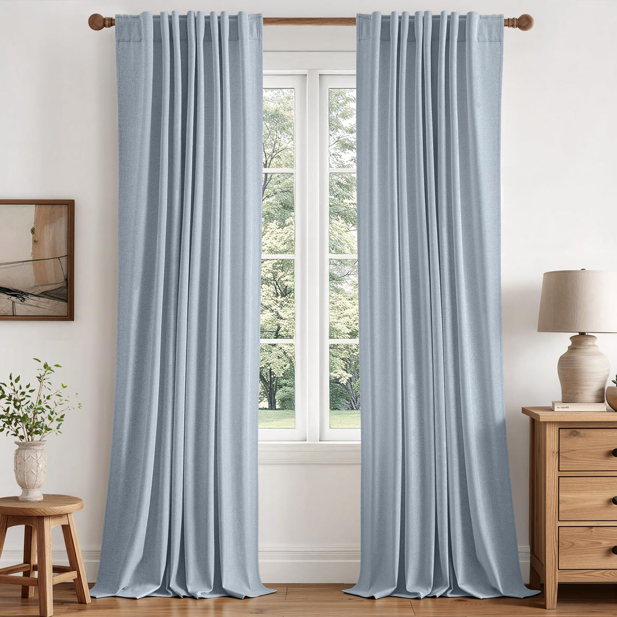 MIULEE light blue 84inch blackout curtain panel blocks light for better sleep