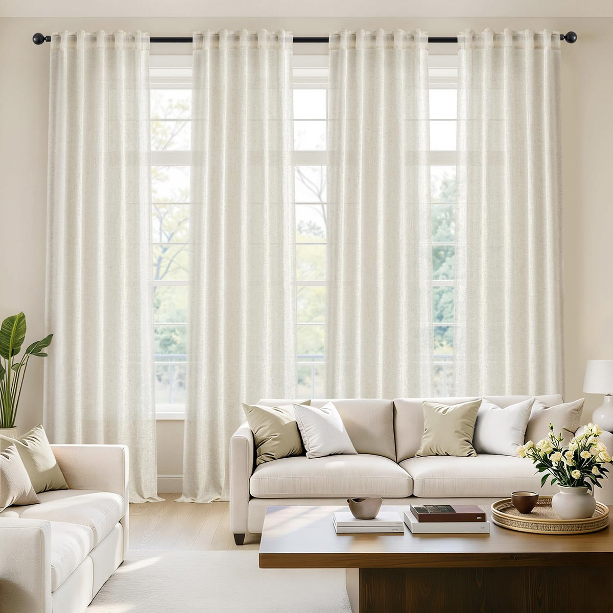 MIULEE light-filtering linen blend helps maintain bright, airy interiors