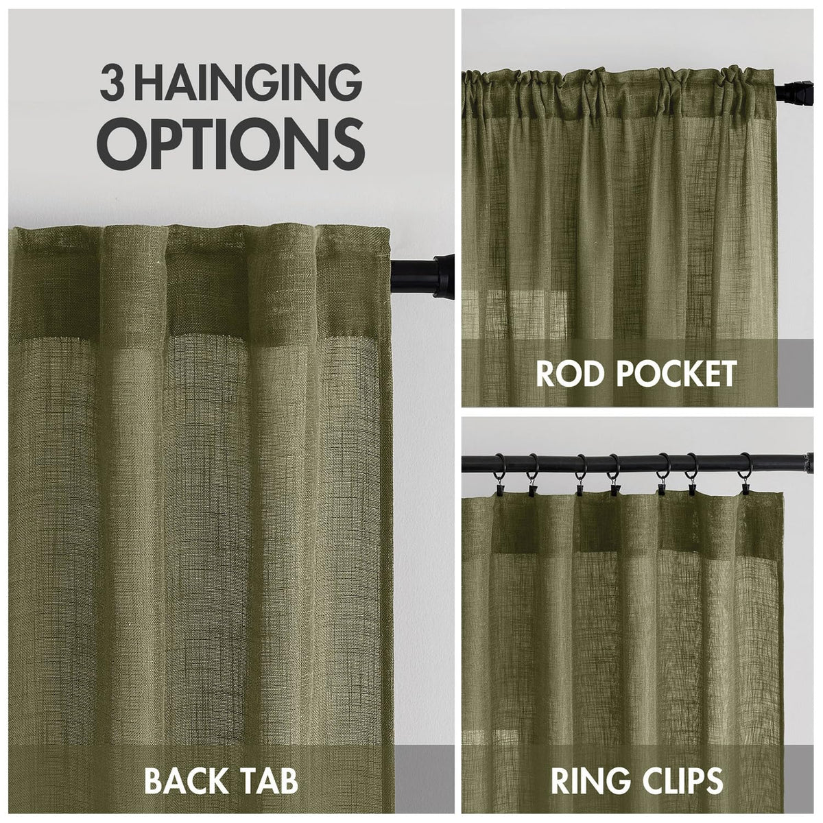 MIULEE semi-sheer linen blend diffuses light while maintaining privacy in living spaces.
