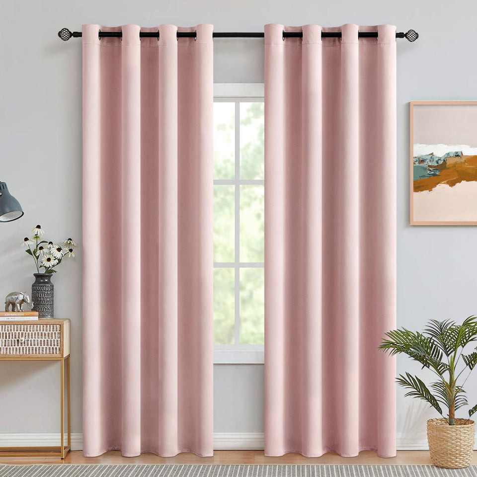 MIULEE light pink curtains with grommet top for smooth opening and privacy.