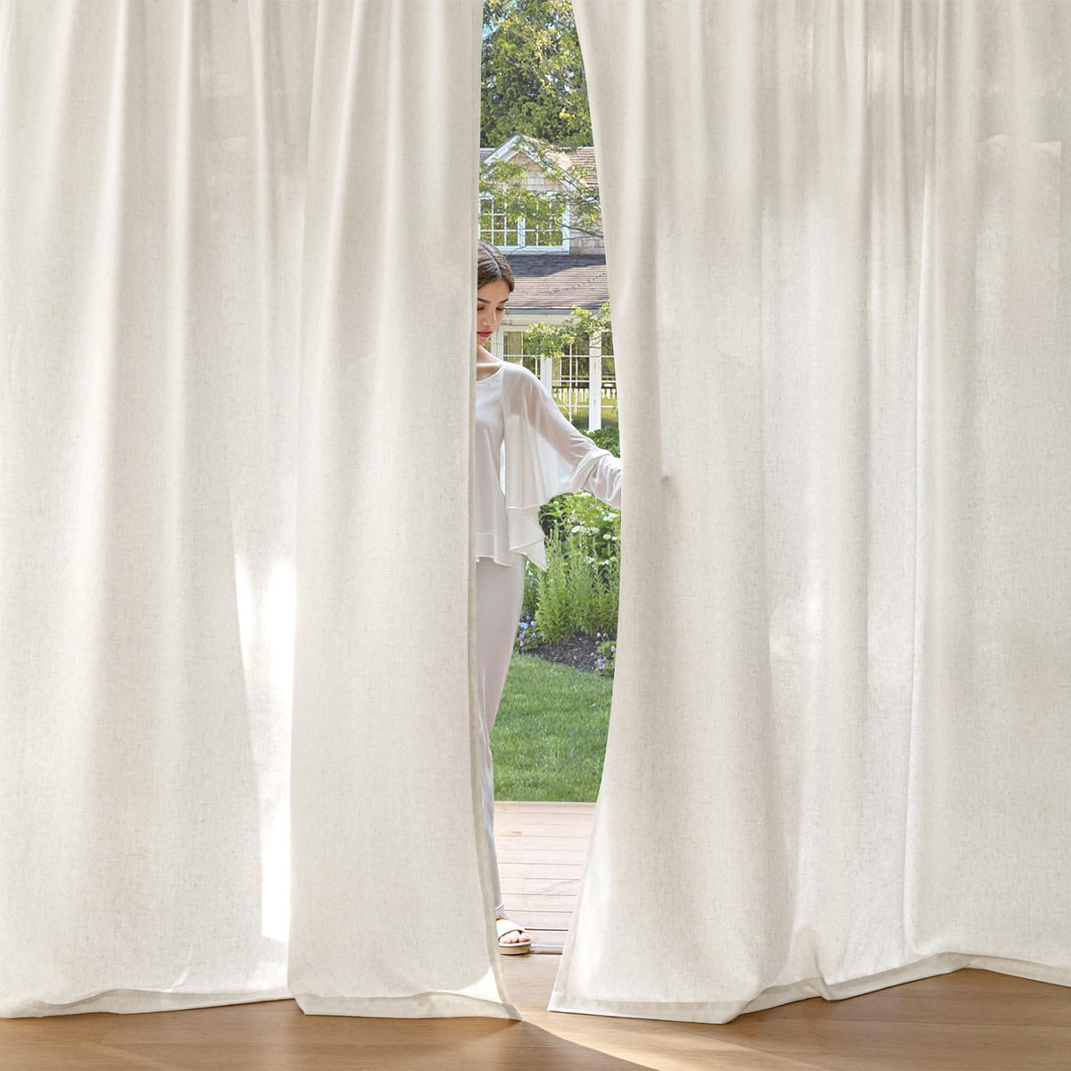 MIULEE linen curtains back tab and rod pocket options for flexible hanging