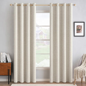 MIULEE linen curtains with grommets hanging in a window for blackout light control.