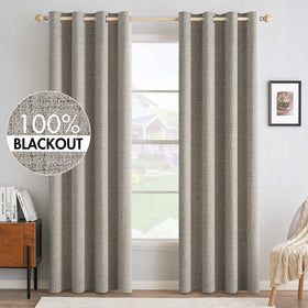 MIULEE linen curtains in a bedroom setup; soft greige fabric enhances privacy and ambiance.