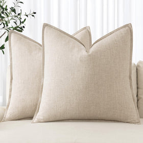 MIULEE linen euro sham 22x22 in natural beige for cozy living room decor
