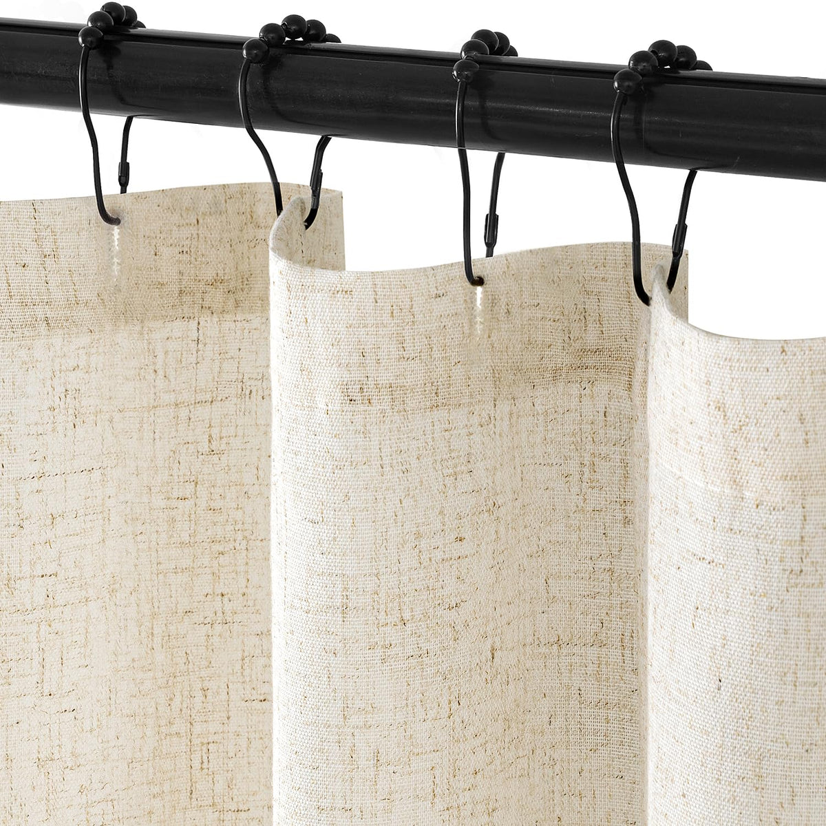 MIULEE linen shower curtain texture close-up showing soft natural fibers