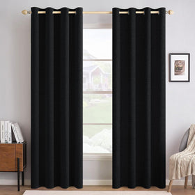 MIULEE linen texture curtains panel setup for bedroom ambiance with soft fabric.