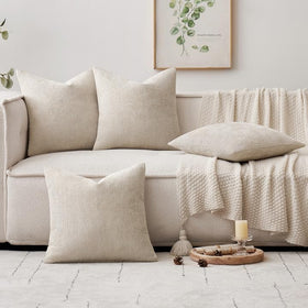 MIULEE living room decor idea with cream chenille pillow covers.