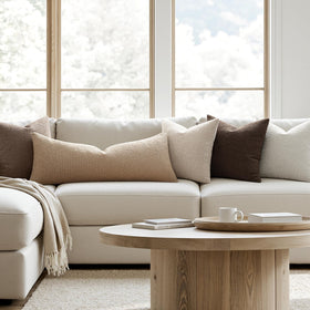 MIULEE lumbar boucle cover on sofa adds warm, versatile color.