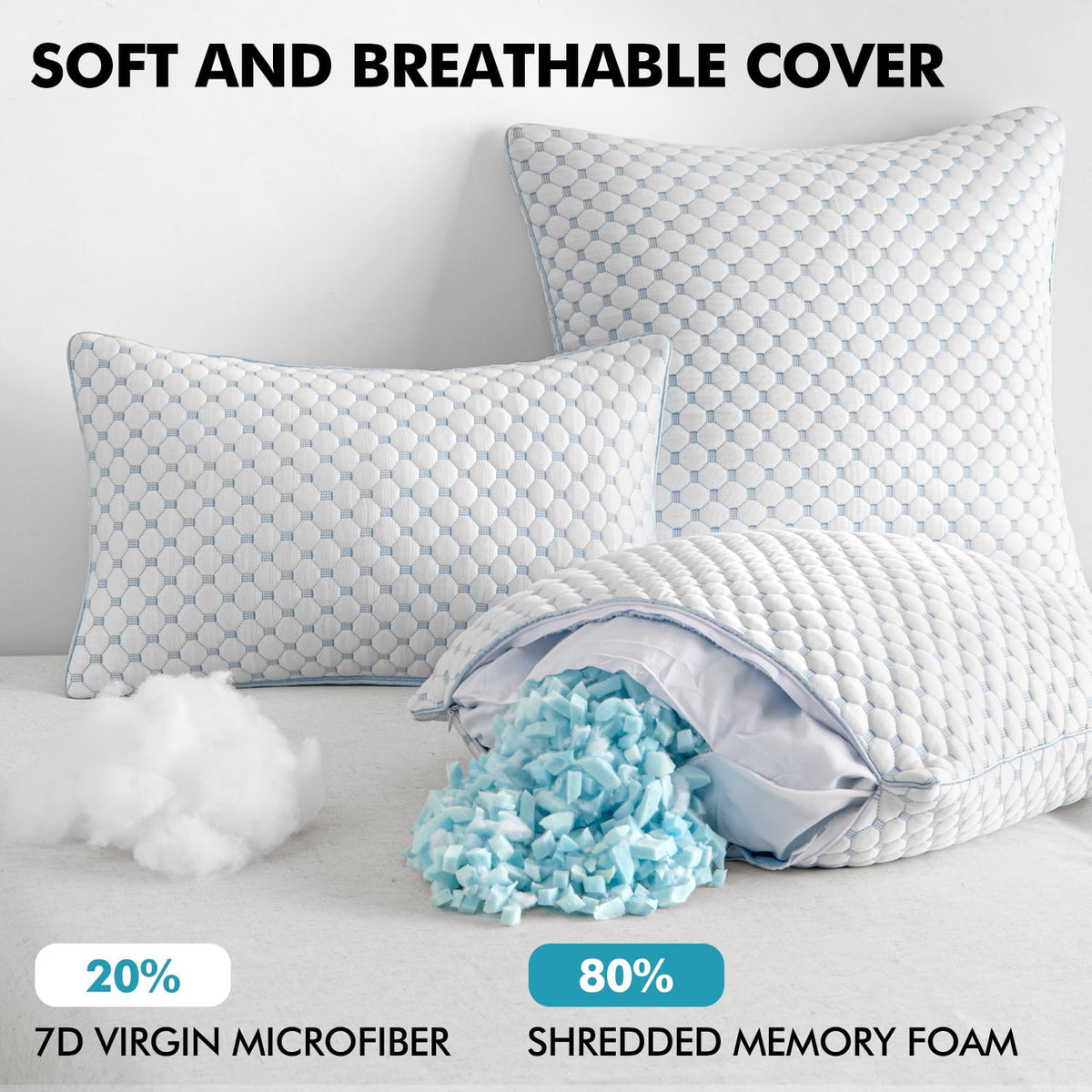 Close-up of memory foam fill showing stable, responsive support.