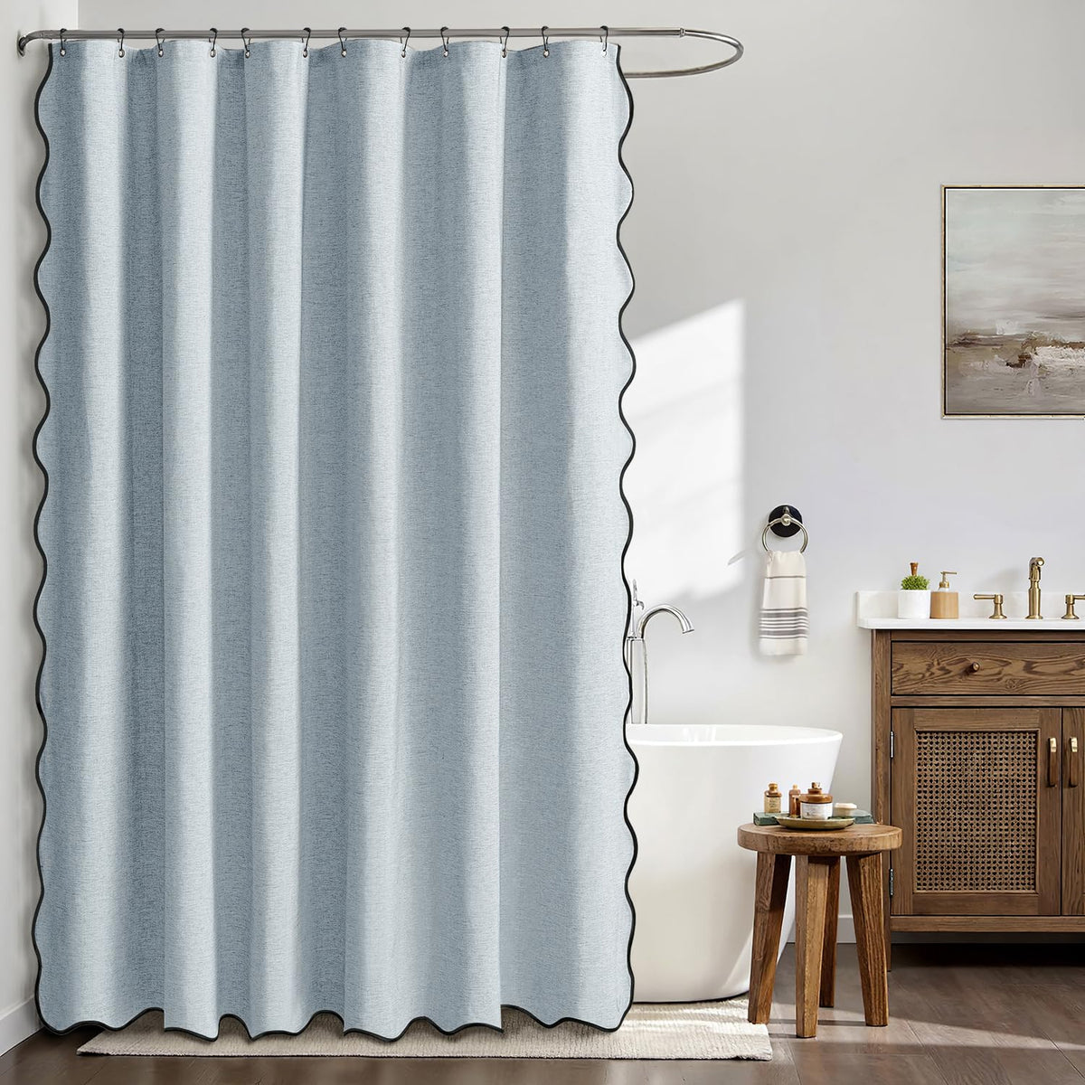 MIULEE metal hooks 12-pack for easy, rust-resistant curtain setup.