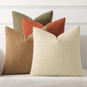 MIULEE Modern Farmhouse pillow cover close-up shows soft corduroy texture for cozy decor