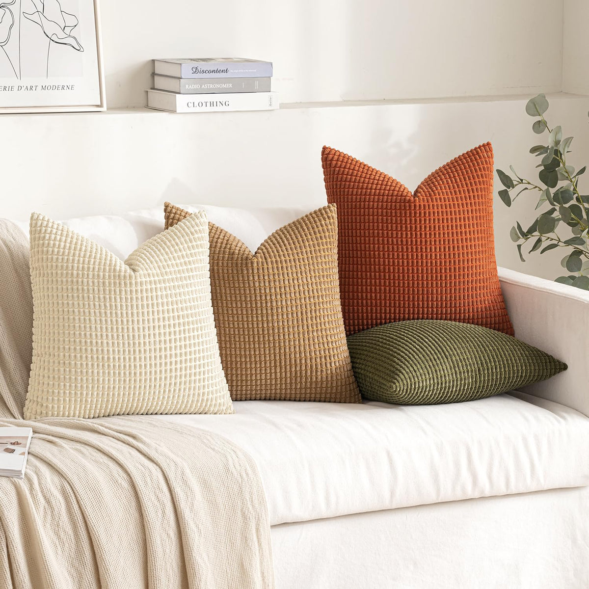 MIULEE natural brown-green pillow cover close-up showcases versatile decor vibe
