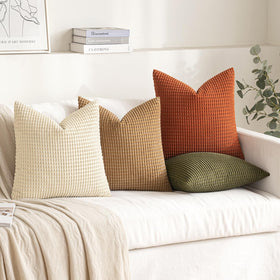 MIULEE natural brown-green pillow cover close-up showcases versatile decor vibe