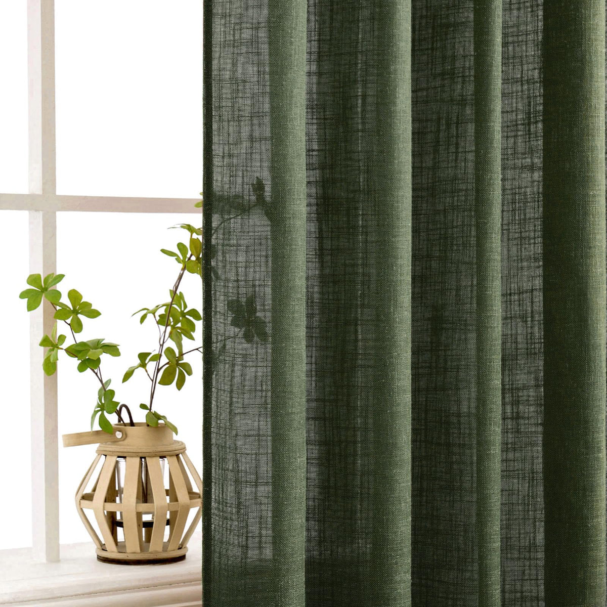 MIULEE natural cross-woven linen texture on window drapes.