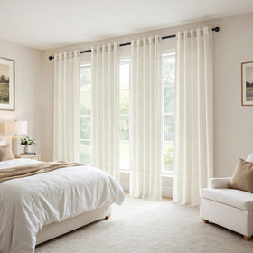 MIULEE natural linen curtains 4 panels back tabs offer adjustable pleated effect