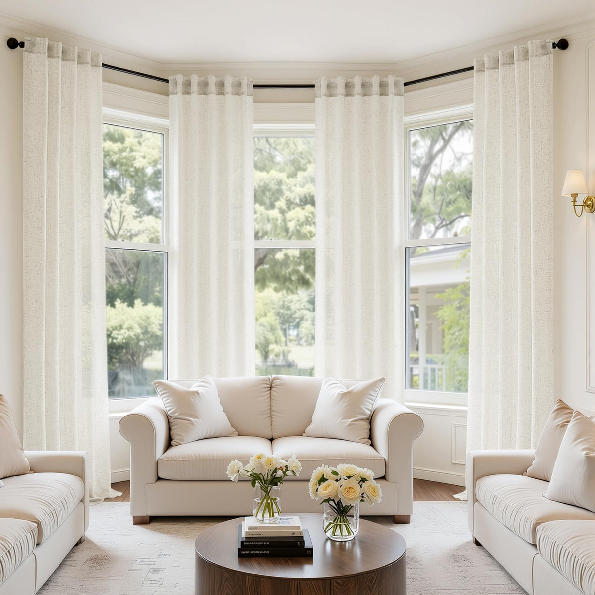 MIULEE natural linen curtains 4 panels with rod-pocket design soften sunlight in living spaces