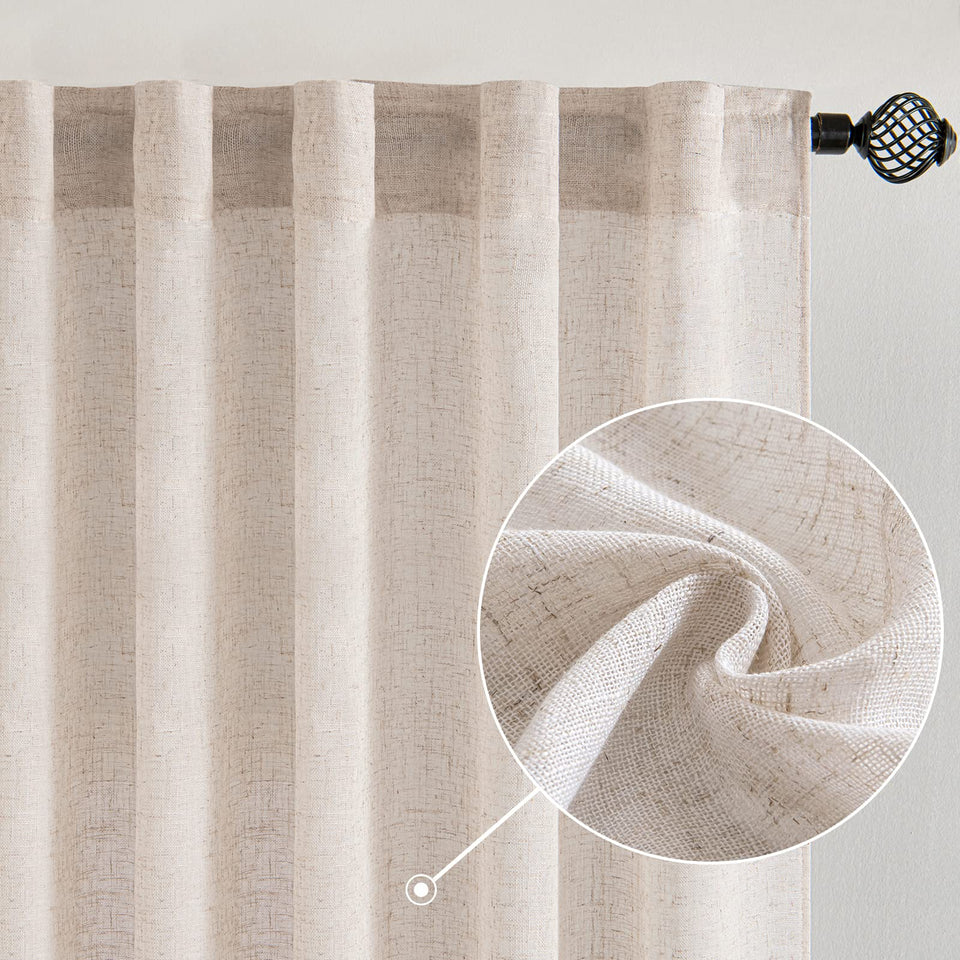 MIULEE natural white linen curtains panel 1 with 72-inch length offers soft privacy.