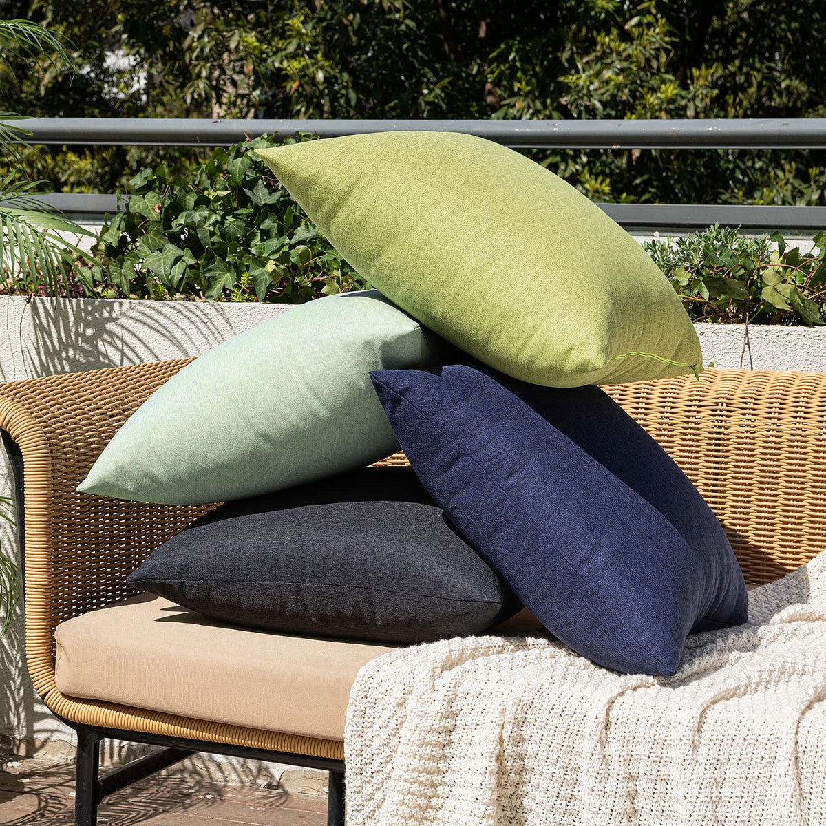 MIULEE navy balcony sofa outdoor cover on a sunlit seating area
