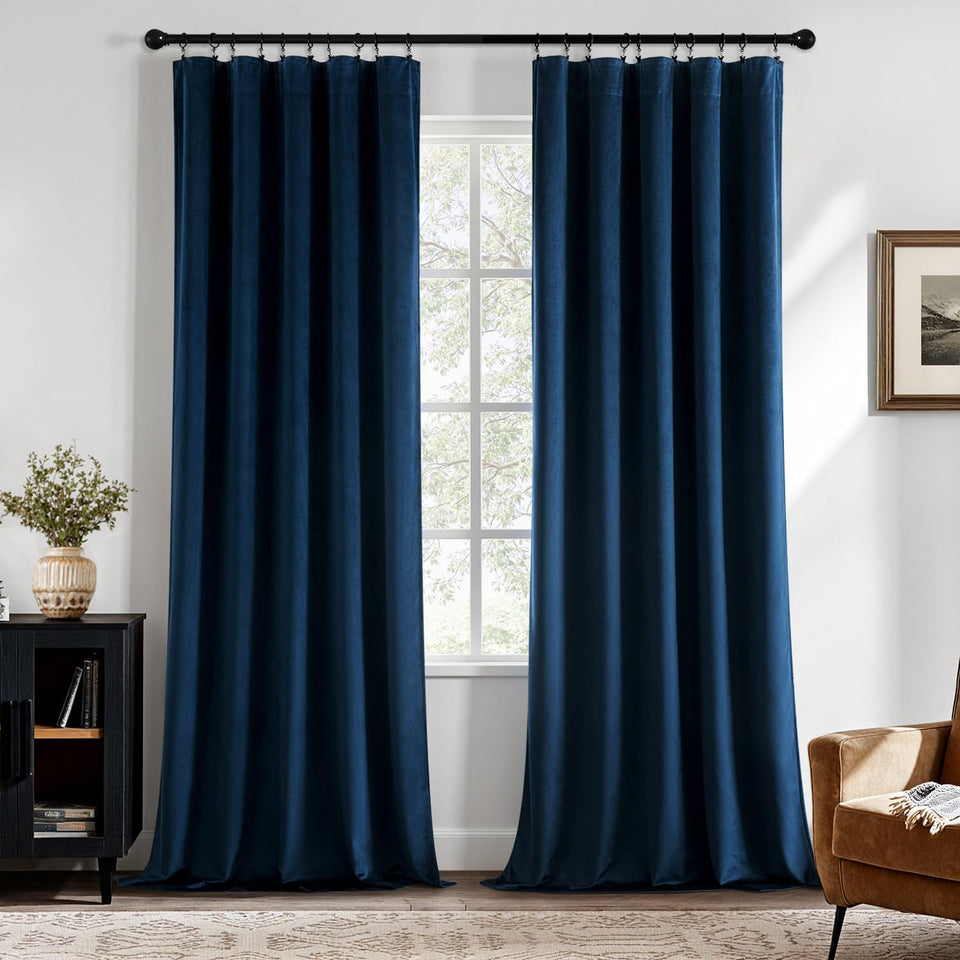 MIULEE navy blue velvet curtains ready to hang for privacy and style