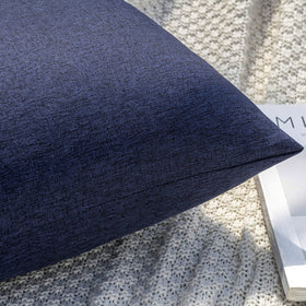 MIULEE navy pillow cover showing hidden zipper for neat removal and washing
