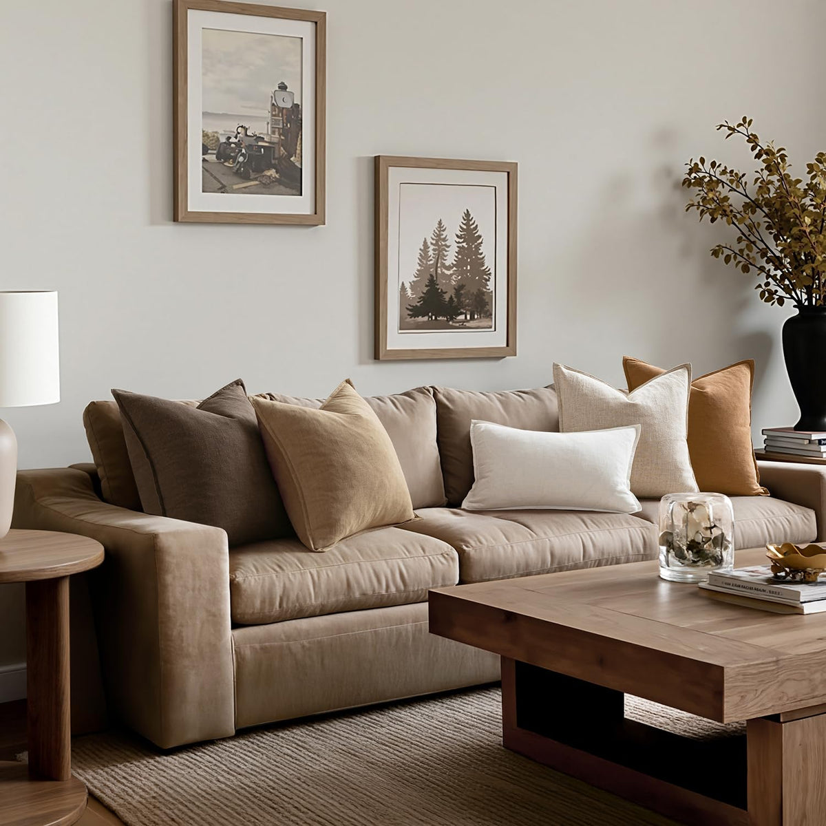 MIULEE pillow cover draped on a sofa enhances living room mood.