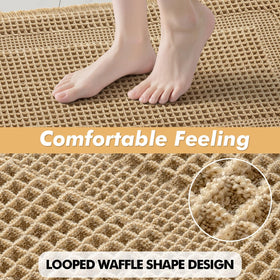 MIULEE non-slip rubber-backed bath mats demonstrating secure grip on smooth floors.