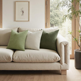 MIULEE olive green 20x20 pillow cover on sofa adds comfort and depth.