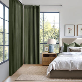 MIULEE olive green dual-layer blackout curtains for enhanced light control.