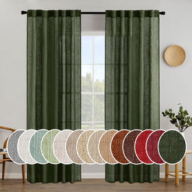 MIULEE olive green linen curtains 84-inch panels frame soft natural light and privacy.