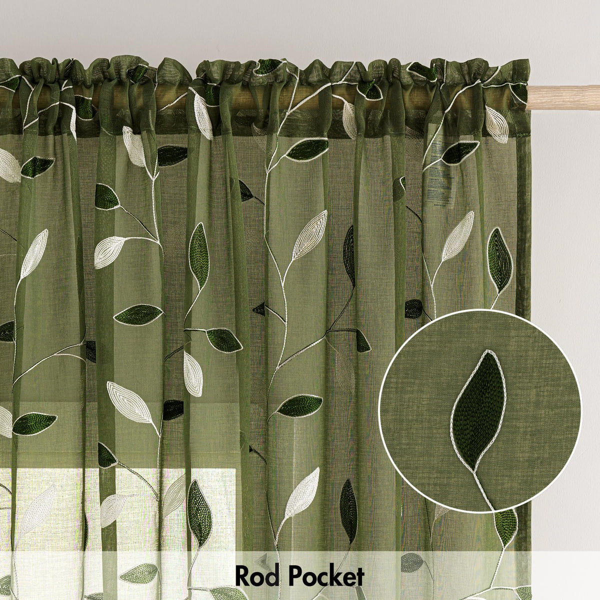 MIULEE olive green sheer curtains complement dining room setups with gentle privacy.