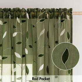 MIULEE olive green sheer curtains complement dining room setups with gentle privacy.