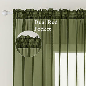 MIULEE olive green rod-pocket sheer curtains for quick, tool-free installation