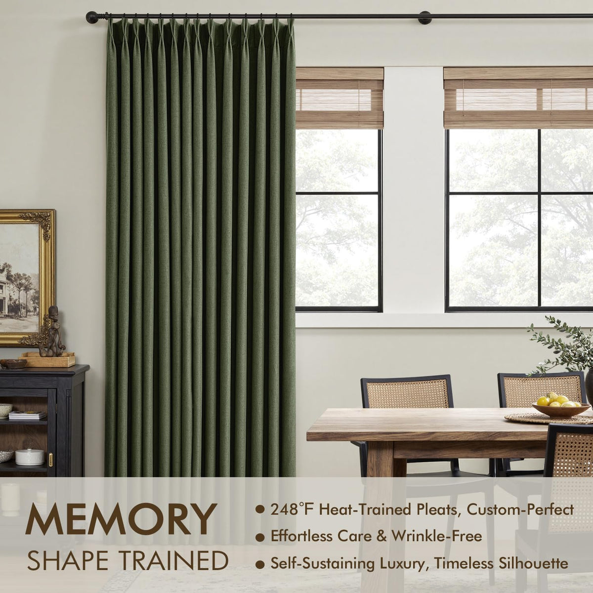 MIULEE olive green linen blend curtains provide thermal insulation for comfort.