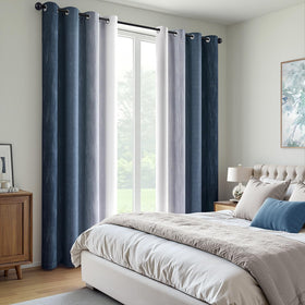 MIULEE ombre curtains in navy to greyish white block light for daytime privacy.