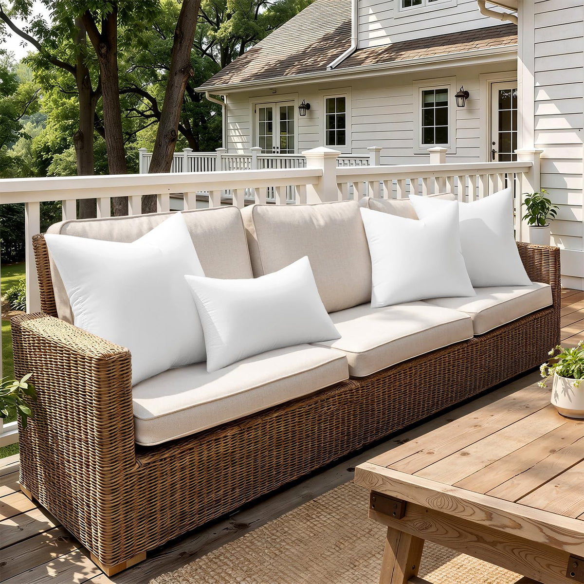 Outdoor comfort for patio or garden using MIULEE pillow inserts.