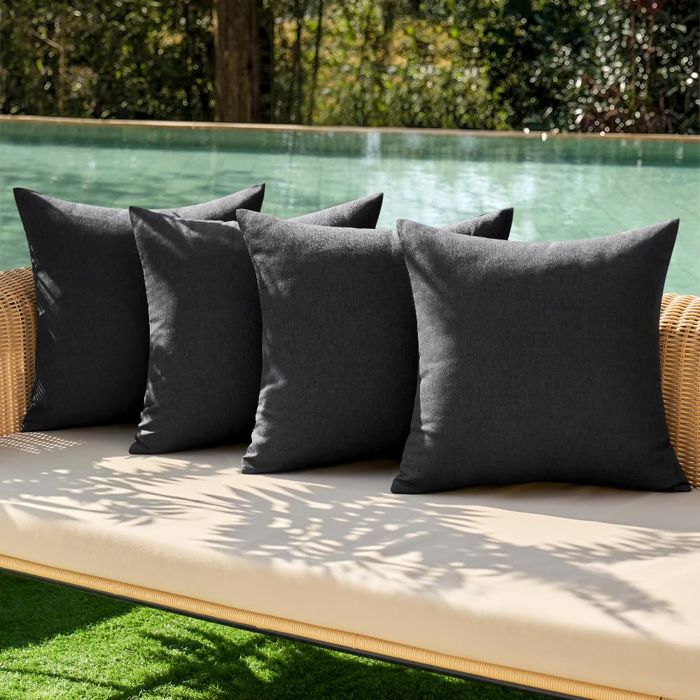 MIULEE outdoor pillow cover close-up texture showing linen weave and durability