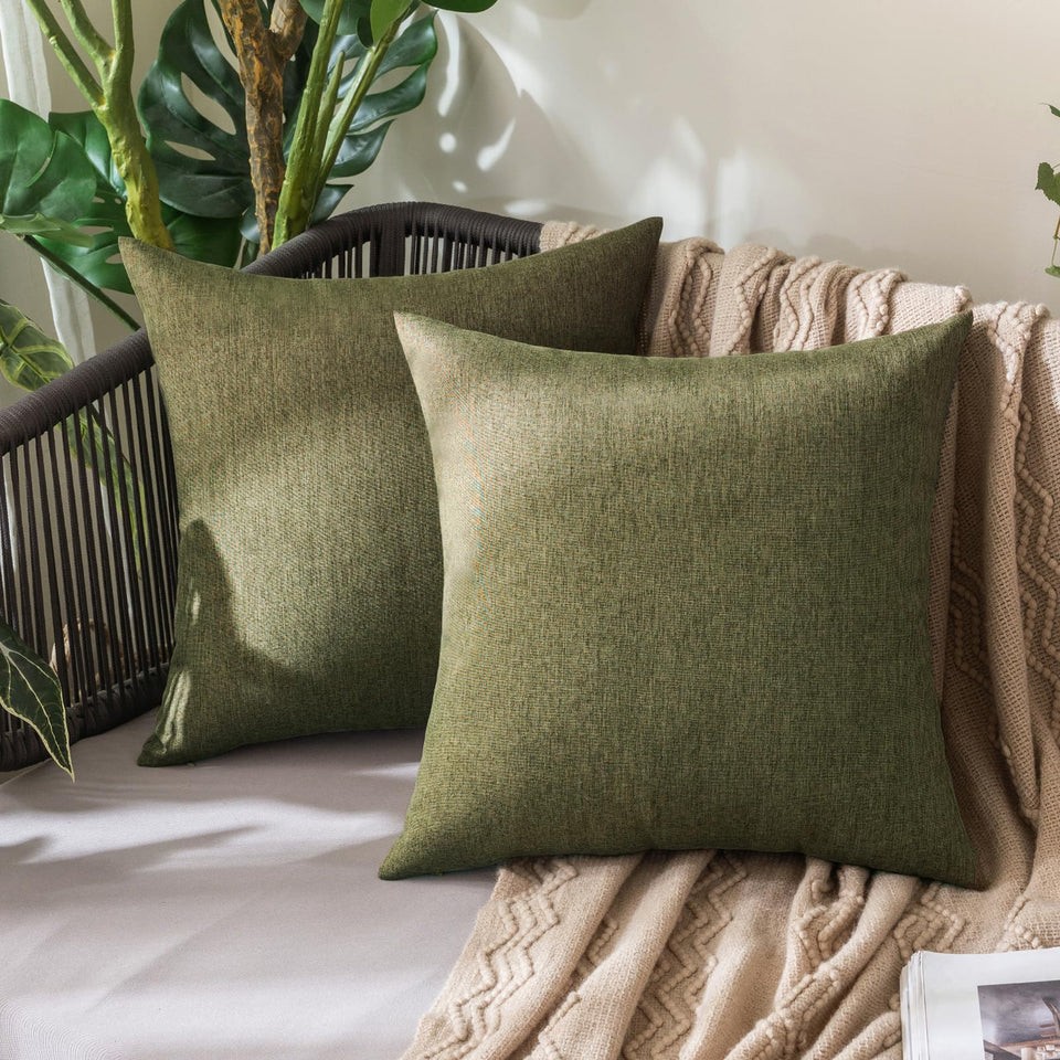 MIULEE outdoor pillow cover olive green, waterproof for patio seating.