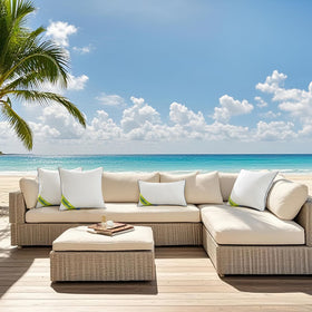 MIULEE outdoor pillow insert 18x18 with navy piping edge for durability.