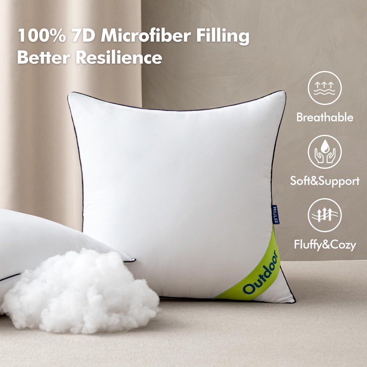 MIULEE outdoor pillow insert 18x18 logo corner adds a clean outdoor accent.