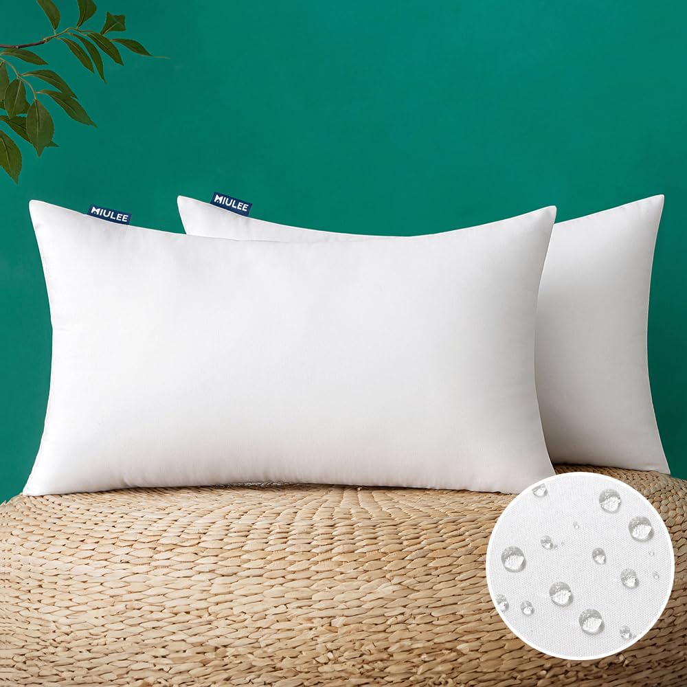 MIULEE outdoor pillow inserts waterproof 14x22 protect cushions outdoors