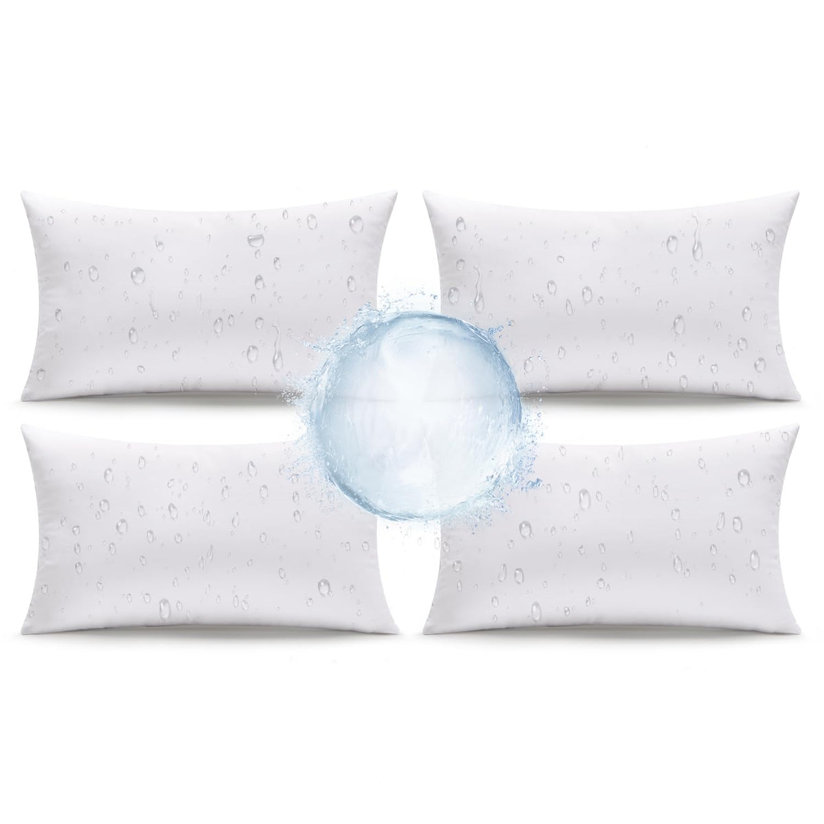 MIULEE outdoor pillows 12x20 set of 4, waterproof for patio use and durable garden décor